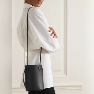LOEWE Dice Pocket Embellished Leather Shoulder Bag in Black